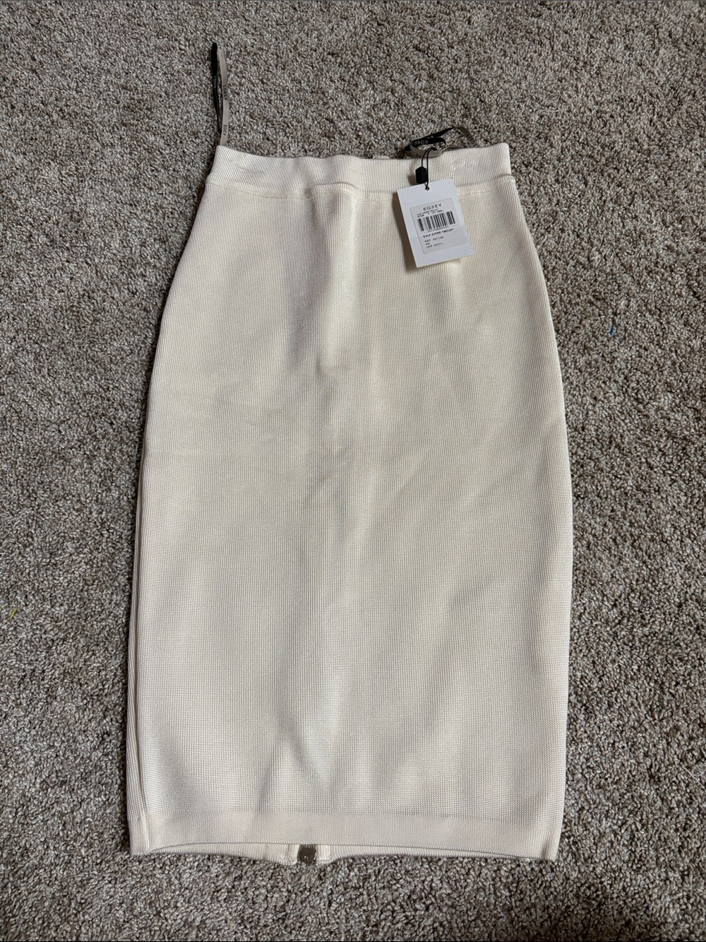 Cream High-Waist Knit Pencil Skirt